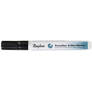 Rayher 38709576 Porselein & Glass Marker, 1-2 mm, zwart