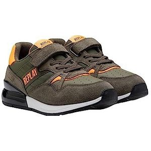 Replay Shoot Jr 3 Sneakers voor jongens, 3119 Army Green Fluo Oranje, 38 EU