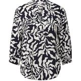 S.Oliver Blousetop met Bladprint Zwart/Wit