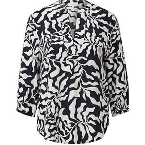 S.Oliver Blousetop met Bladprint Zwart/Wit