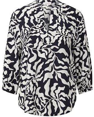 S.Oliver Blousetop met Bladprint Zwart/Wit