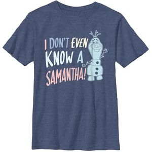 Disney De ijskoningin 2 Olaf I Don't Even Know A Samantha T-shirt voor jongens, Heather Navy, M