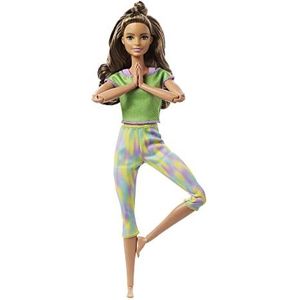 Barbie Made To Move Pop, met 22 Flexibele 'Gewrichten', Lang Golvend Bruin Haar, in Sportieve Yoga-outfit, voor kinderen van 3 – 7 jaar, GXF05