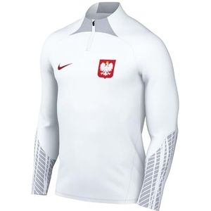Nike Heren Top Pol Mnk Df Strk Dril Top K, White/Sky Grey/Sport Red, DH6459-100, L