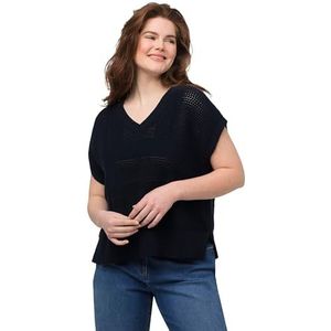 Ulla Popken Gebreide slip-overtrui voor dames, marineblauw, 46/48 NL