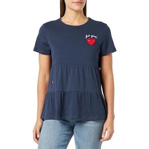 swirlie T-shirt voor dames, marineblauw, S