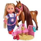 Simba 105733487 - Evi Love Doctor Evi Paardemama, Evi als dierenarts, met drachtig paard en veulen, met slaapplaats en accessoires, kleedpop, 12 cm, voor kinderen vanaf 3 jaar