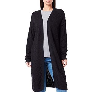 Cream Dames gebreide kimono cardigan Longline Open Front Long Sleeves Sweater, Pitch Black, L/XL