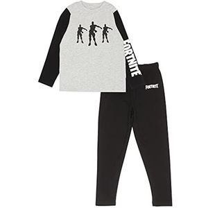 Fortnite Flossing Emotes Lange pyjama's set, Kinderen, 128-182, Schwarz/heather grau, Officiële Koopwaar