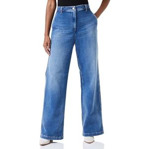 Replay Dames Jeans Drewby Wide Leg Straight-Fit van Comfort Denim, Medium Blue 009, 24W