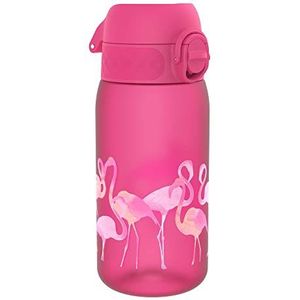 ION8 Kinder Waterfles, 350 ml/12 oz, Lekvrij, Makkelijk te Openen, Veilige Vergrendeling, Vaatwasserbestendig, BPA-vrij, Draaghendel, Makkelijk Schoon te Maken, Geurvrij, Flamingo Ontwerp Drinkfles