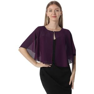 Chiffon Capelet Women's Soft capes Shawls and Wraps for Evening Dress Wedding Cape Cover Up (Plum Purple)