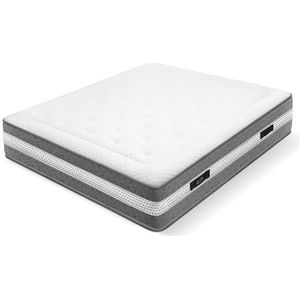 WIN REST Matras 150 x 200 cm, visco-elastisch en dubbelzijdig, model Allen, 29 cm hoogte, Cloudfoam-kern met gemiddelde sterkte, stretchstof, hypoallergeen, gemaakt in Spanje