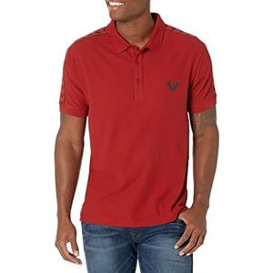 True Religion Men's Damask Ss Polo, Red Dahlia, M
