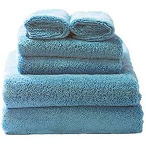Glart 49M4B absorberende microvezel handdoeken in premium kwaliteit. Droog huid & haar gewoon door deppen. Set van 6, kleur blauw