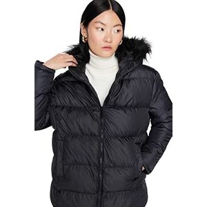 Trendyol Dames oversized puffer capuchon geweven jas bovenkleding, Zwart, M