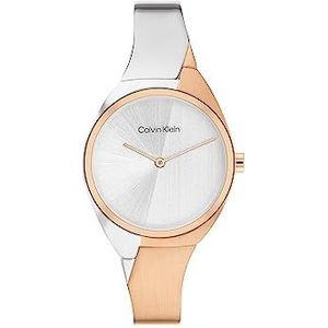 Calvin Klein Analoog kwartshorloge voor dames, collectie Charmante met armband van roestvrij staal, zilver, wit 1, Klassiek