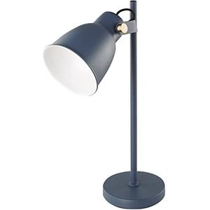 EMOS Design bureaulamp JULIAN van metaal, vintage tafellamp met E27-fitting, bedlampje voeding, leeslamp lichtkap en 150 cm kabel, blauw, zonder lamp, Z7621BL