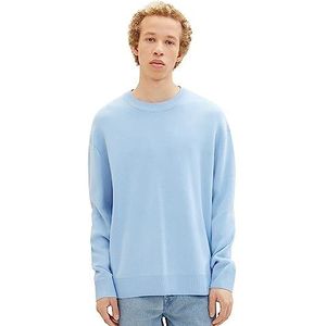 TOM TAILOR Denim Heren Loose Fit Crew-Neck gebreide trui, 32245-washed Out Middenblauw, XXL, 32245-Washed Out Middle Blue, XXL