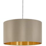 EGLO Hanglamp Maserlo, 1 lamp textiel hanglamp, hanglamp van staal en stof, kleur: mat nikkel, taupe, goud, fitting: E27, DELONGHI: 38 cm