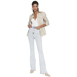 Trendyol Vrouw Hoge Taille Flare Jeans, Lichtblauw, 34, Lichtblauw, 60