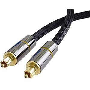 PremiumCord Optische audiokabel Toslink 1 m, buitendiameter: 7 mm, Toslink Plug-on connector, digitale kabel voor hifi stereosysteem Soundable TV, HQ Audio, metalen ontwerp nylon, kleur: zwart, goud