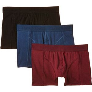 JACK & JONES Heren boxershorts Jjclassic Colors Trunks, verpakking van 3 stuks, effen, Veelkleurig (Blue Wing Teal Detail:black & bordeaux), M