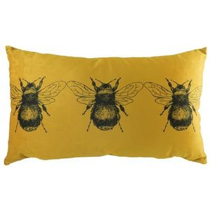 Evans Lichfield Gouden bij rechthoekig fluwelen veren gevuld kussen