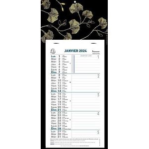 Exacompta - 33143E - Maandkalender met afneembare maandbladen 15,5 x 28,5 cm - op houder met Ginkgo bedrukte plaat 19 x 41 cm - 2024 - bijpassende afbeeldingen