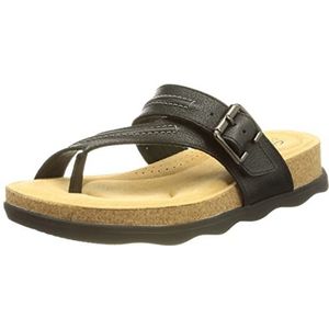 Clarks Brynn Madi Flip-Flop voor dames, zwart leder, 36 EU