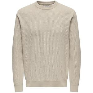 ONLY & SONS Onsmorgan 12 Structure Crew Knit Noos, zilveren coating, 3XL heren, Zilveren coating., 3XL