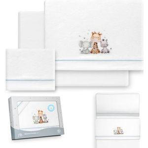 Interbaby - Beddengoedset voor kinderbed, 50 x 80 cm, baby - winterbeddengoed van coralina-stof - model olifant giraffe - bevat laken + laken + kussensloop