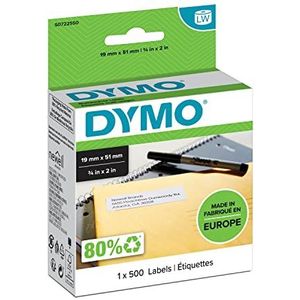 DYMO Authentieke kleine multifunctionele labels | 19 mm x 51 mm | Zelfklevend | Rol van 500 | Gemakkelijk te verwijderen labels | Voor LabelWriter-labelmakers | Gemaakt in Europa