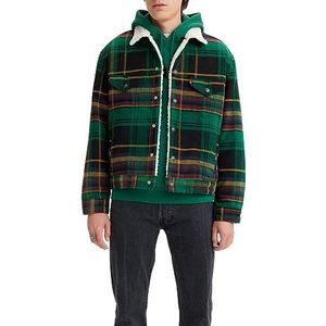 Levi's Men's 510 Skinny VTG Sherpa Trucker PLD, PD5338 MB Randy Plaid Evergreen, 32W / 32L