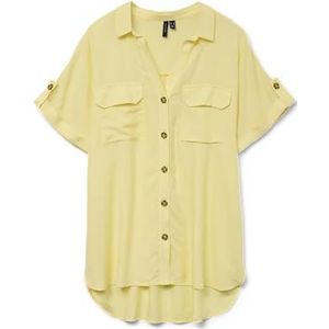 VERO MODA Dames Vmbumpy Ss Shirt WVN Ga Noos, Lemon Meringue, S