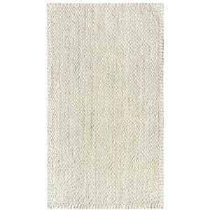HAMID - Jute tapijt, Granada tapijt, 100% wit ivoor, jutevezel, handgeweven, zacht tapijt en hoge sterkte voor woonkamer, eetkamer, slaapkamer, haltapijt, wit (150 x 80 cm)