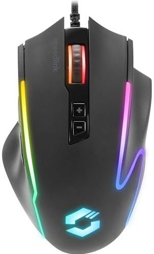 Speedlink DECUS NX Gaming Mouse - RGB gamingmuis met kabel, meerkleurige RGB-verlichting, continue vuurknop, tot 12800dpi, 1000Hz, programmeerbaar, bedraad via USB, ommantelde kabel, zwart