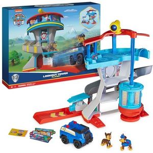 Paw Patrol Lookout Tower Speelset met speelgoedautomaat, 2 achtervolgingsactiefiguren, Chase's Police Cruiser en accessoires, kinderspeelgoed voor kinderen vanaf 3 jaar, veelkleurig