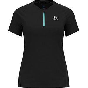 Odlo AXALP Trail hardloopshirt voor dames, korte mouwen, halve ritssluiting, zwart - polynya