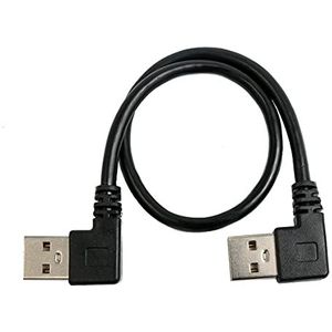 System-S USB 2.0 kabel 30 cm type A stekker naar stekker hoek in zwart