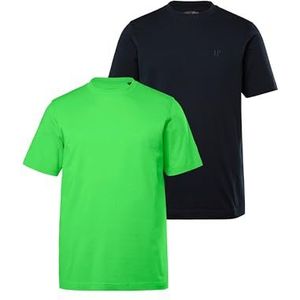 JP 1880 Heren grote maten grote maten Menswear L-8XL T-shirts, basic, 2-pack, ronde hals, tot 8XL 702637, appelgroen, 5XL