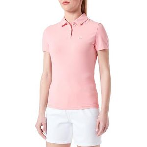 Tommy Jeans Dames TJW Slim Essential Polo SS, Tickled Pink, XL, Roze gekieteld, XL