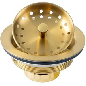 LQS Gootsteen Afvoer Assemblage, Gootsteen Afvoermand Zeef 304 Roestvrij Staal Met Afneembare Gootsteen Zeef Mand En Stopper 3-1/2"" Goud