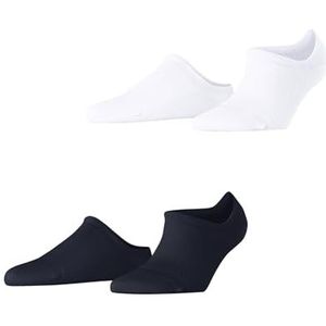 ESPRIT Dames Korte sokken Fine Rhomb Multipack W Sn katoen kort gedessineerd 2 paar, Veelkleurig Weiß Blau 0040, 39-42