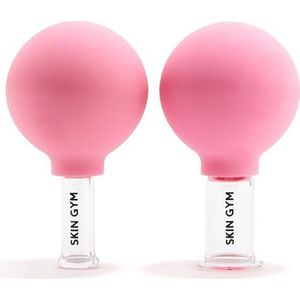 Skin Gym Facial Cupping Set, Glazen gezicht Cupping Tool voor Massagetherapie, Beeldhouwen & Toning Kin, Kaaklijn & Hals, 2-delig