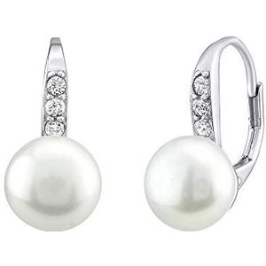 Damesoorbellen van 925 sterling zilver CASSIDY met echte witte parel en zirkonia