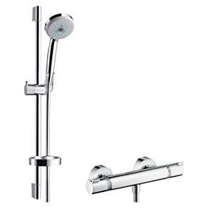 Hansgrohe 27086000 Croma 100 doucheset 0,65 m, 3 straalsoorten met zeepbakje,0,65m Set,chroom