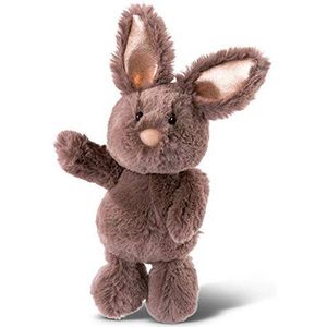 NICI 46334 Knuffelig zacht speelgoed konijntje donkerbruin met glinsterende oren 20cm