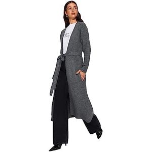 Trendyol Dames Cardigan-Grijs-Regular Fit Blazer, Antraciet, XL