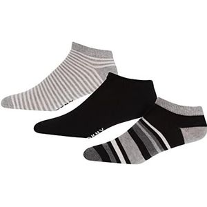 DKNY Dames enkelsokken. Dames Designer katoenen sokken, maat 4-7 multipack in zwart/grijs/strepen, Grijze strepen, 37-40 EU
